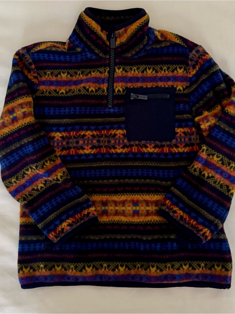 Old Navy Toddler Boys Multi-Color Patterned Quarter-Zip Fleece Pullover